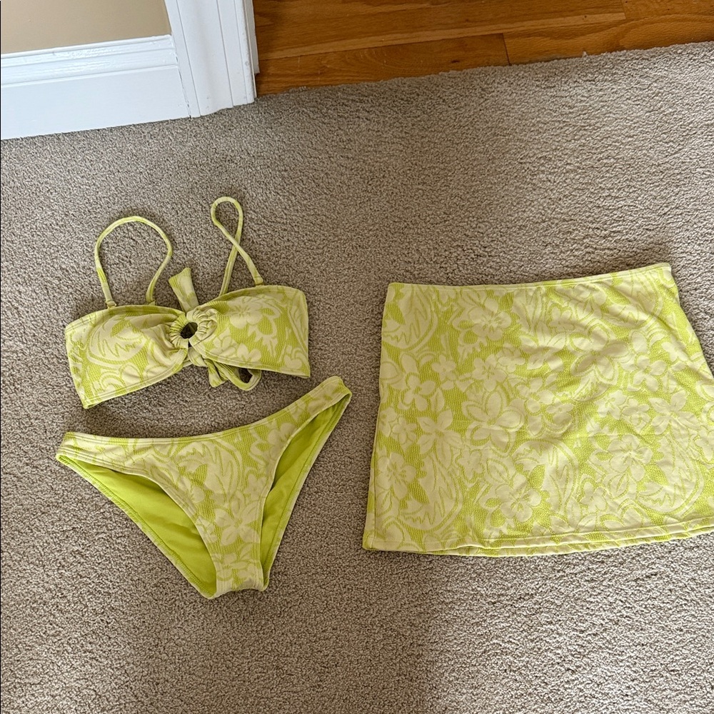 Elegant Lime Floral Bikini Set